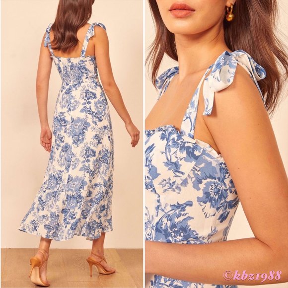 🎉HP🎉 REFORMATION Nikita Blue White Floral Dress - Picture 2 of 16